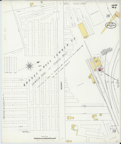 Sanborn Fire Insurance Map from Wausau, Marathon County, Wisconsin (1898), Sheet #0027 - Complete Map Set gallery image, historic Sanborn map, vintage wall art, Wisconsin Wisconsin
