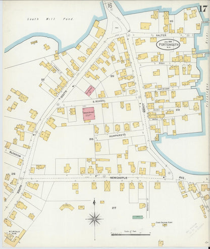 Sanborn Fire Insurance Map from Portsmouth, Rockingham County, New Hampshire (1904), Sheet #0017 - Complete Map Set gallery image, historic Sanborn map, vintage wall art, New Hampshire New Hampshire