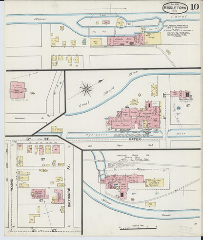 Sanborn Fire Insurance Map from Middletown, Butler County, Ohio (1890), Sheet #0010 - Historic Sanborn Fire Insurance Map Print, vintage old map wall art, antique decor, genealogy gift, Ohio Ohio map