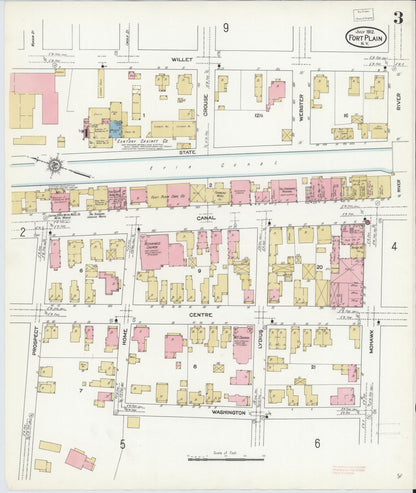 Sanborn Fire Insurance Map from Fort Plain, Montgomery County, New York (1912), Sheet #0003 - Historic Sanborn Fire Insurance Map Print, vintage old map wall art, antique decor, genealogy gift, New York New York map