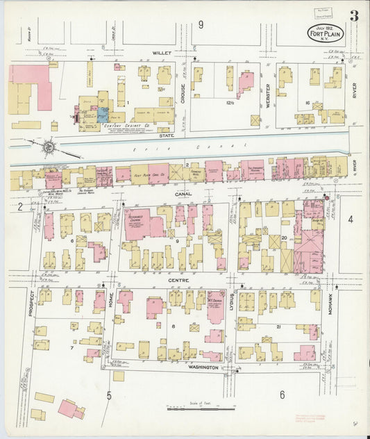 Sanborn Fire Insurance Map from Fort Plain, Montgomery County, New York (1912), Sheet #0003 - Historic Sanborn Fire Insurance Map Print, vintage old map wall art, antique decor, genealogy gift, New York New York map