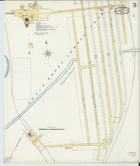 Sanborn Fire Insurance Map from Lake City, Missaukee County, Michigan (1895), Sheet #0005 - Historic Sanborn Fire Insurance Map Print, vintage old map wall art, antique decor, genealogy gift, Michigan Michigan map