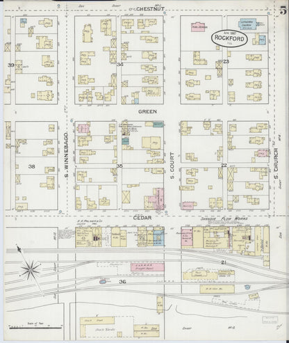Sanborn Fire Insurance Map from Rockford, Winnebago County, Illinois (1887), Sheet #0005 - Complete Map Set gallery image, historic Sanborn map, vintage wall art, Illinois Illinois