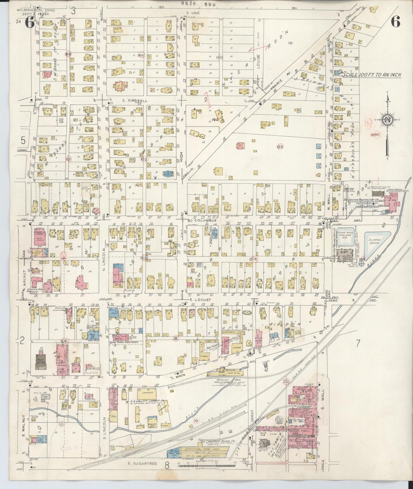 Sanborn Fire Insurance Map from Wilmington, Clinton County, Ohio (1949), Sheet #0006 - Complete Map Set gallery image, historic Sanborn map, vintage wall art, Ohio Ohio