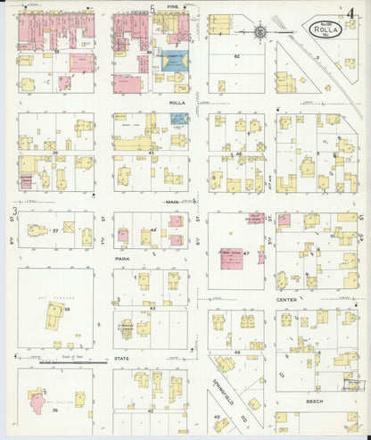 Sanborn Fire Insurance Map from Rolla, Phelps County, Missouri (1910), Sheet #0004 - Complete Map Set gallery image, historic Sanborn map, vintage wall art, Missouri Missouri