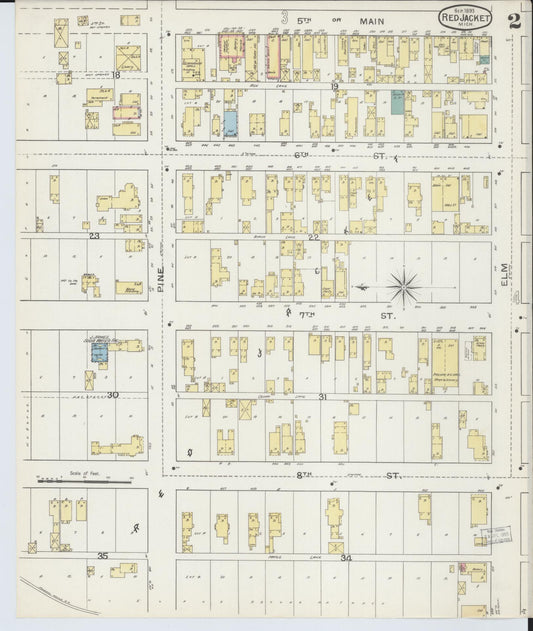 Sanborn Fire Insurance Map from Red Jacket, Houghton County, Michigan (1893), Sheet #0002 - Historic Sanborn Fire Insurance Map Print, vintage old map wall art, antique decor, genealogy gift, Michigan Michigan map