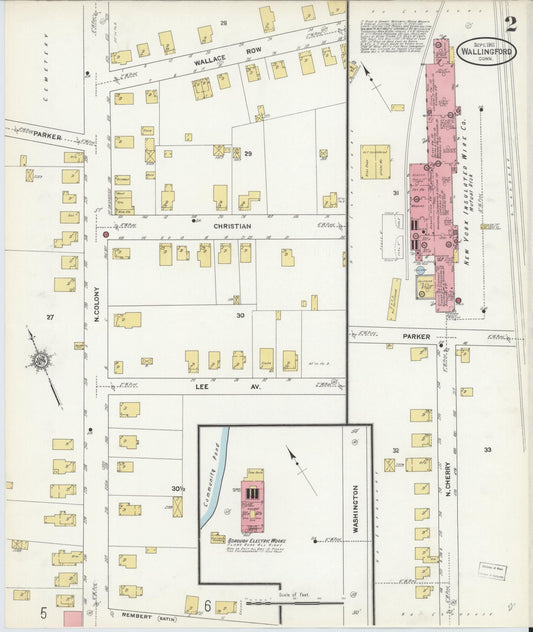 Sanborn Fire Insurance Map from Wallingford, New Haven County, Connecticut (1911), Sheet #0002 - Complete Map Set gallery image, historic Sanborn map, vintage wall art, Connecticut Connecticut