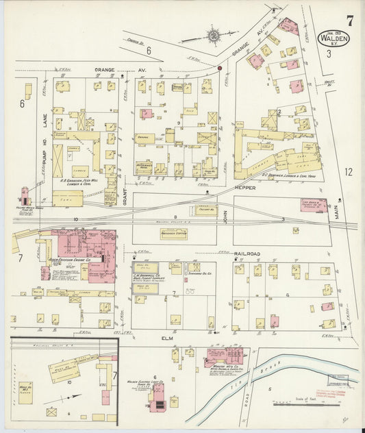 Sanborn Fire Insurance Map from Walden, Orange County, New York (1913), Sheet #0007 - Historic Sanborn Fire Insurance Map Print, vintage old map wall art, antique decor, genealogy gift, New York New York map