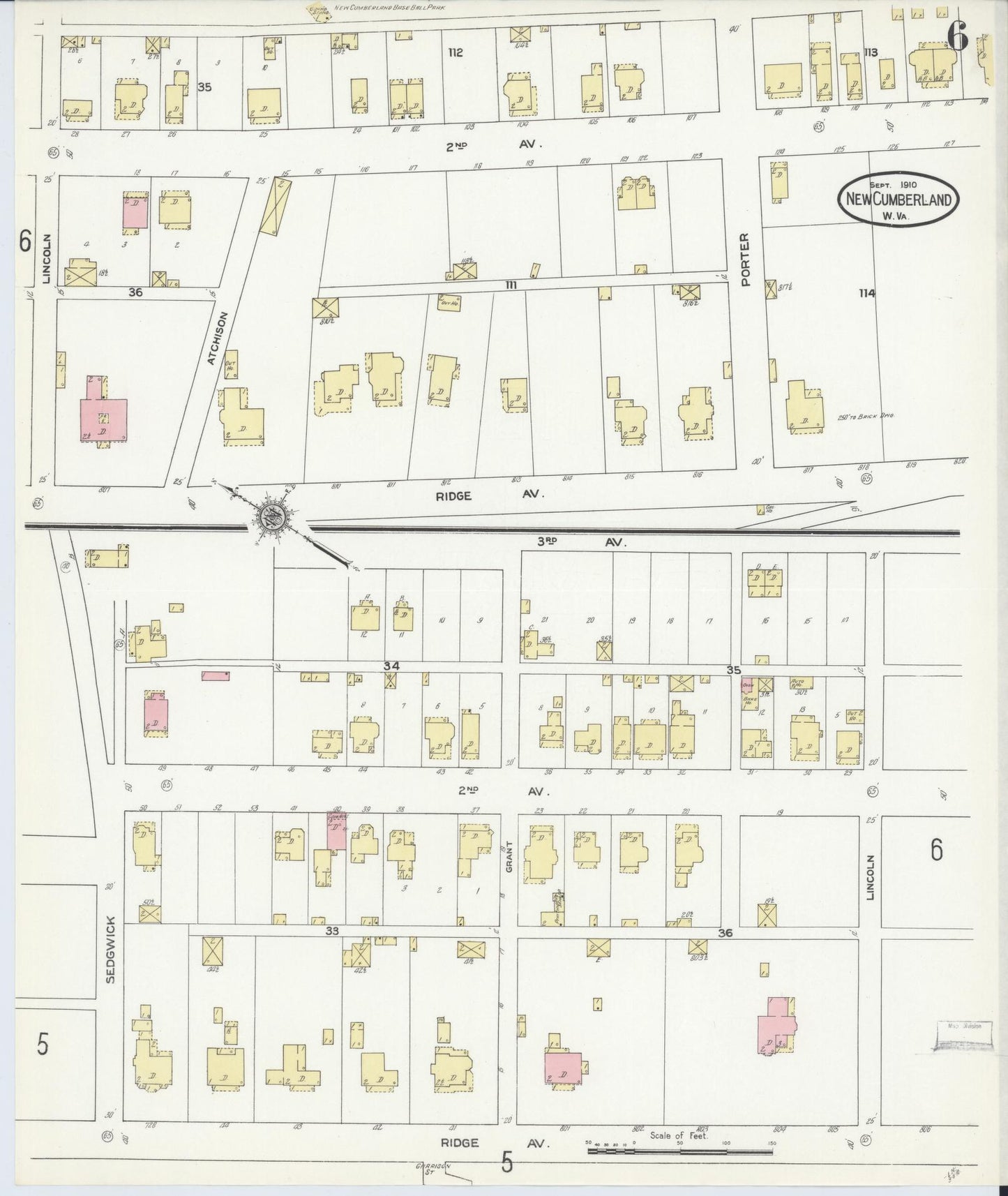 Sanborn Fire Insurance Map from New Cumberland, Hancock County, West Virginia (1910), Sheet #0006 - Complete Map Set gallery image, historic Sanborn map, vintage wall art, West Virginia West Virginia