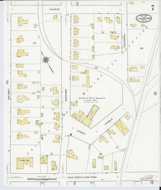 Sanborn Fire Insurance Map from Laurium, Houghton County, Michigan (1917), Sheet #0007 - Historic Sanborn Fire Insurance Map Print, vintage old map wall art, antique decor, genealogy gift, Michigan Michigan map