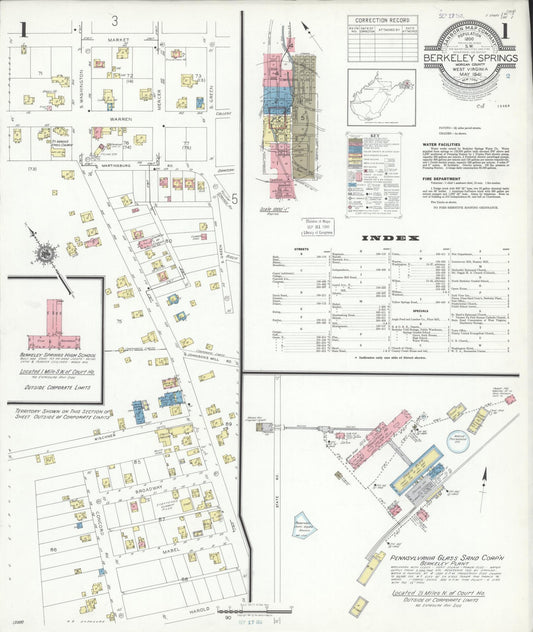 Sanborn Fire Insurance Map from Berkeley Springs, Morgan County, West Virginia (1941), Sheet #0001 - Complete Map Set gallery image, historic Sanborn map, vintage wall art, West Virginia West Virginia