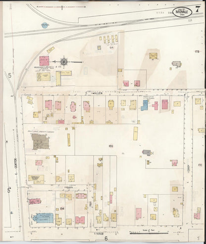 Sanborn Fire Insurance Map from Midvale, Salt Lake County, Utah (1942), Sheet #0007 - Complete Map Set gallery image, historic Sanborn map, vintage wall art, Utah Utah