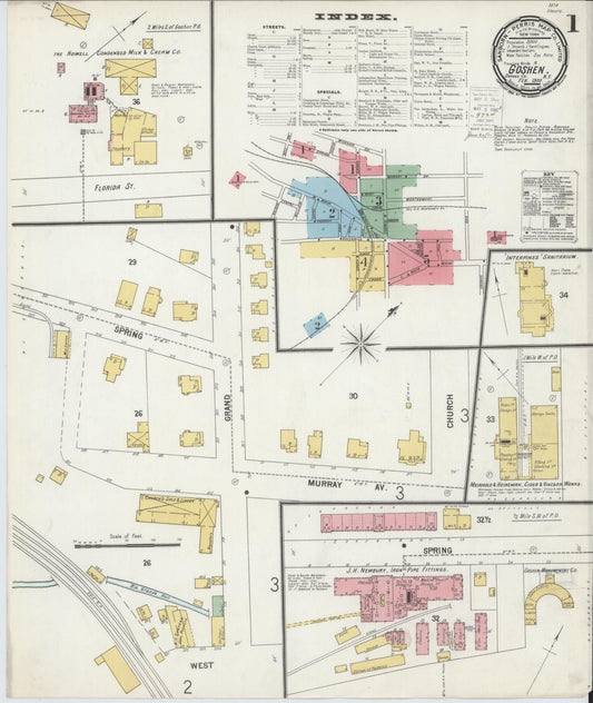 Sanborn Fire Insurance Map from Goshen, Orange County, New York (1900), Sheet #0001 - Complete Map Set gallery image, historic Sanborn map, vintage wall art, New York New York