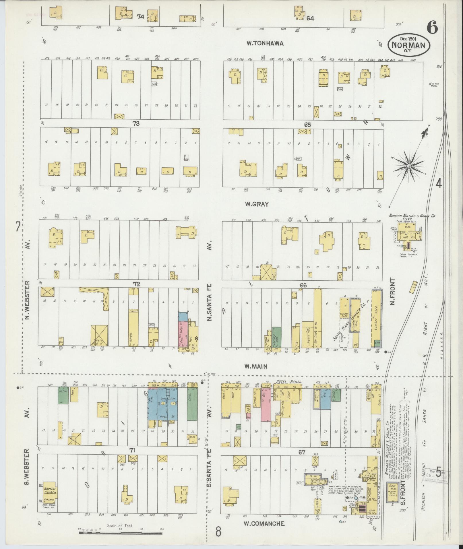Sanborn Fire Insurance Map from Norman, Cleveland County, Oklahoma (1901), Sheet #0006 - Complete Map Set gallery image, historic Sanborn map, vintage wall art, Oklahoma Oklahoma