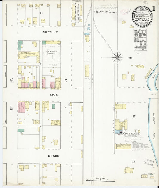 Sanborn Fire Insurance Map from Halstead, Harvey County, Kansas (1891), Sheet #0001 - Historic Sanborn Fire Insurance Map Print, vintage old map wall art, antique decor, genealogy gift, Kansas Kansas map