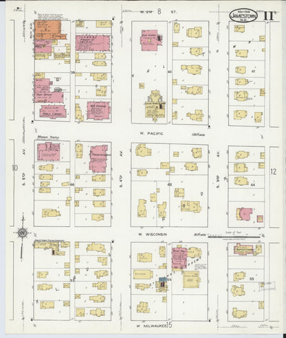 Sanborn Fire Insurance Map from Jamestown, Stutsman County, North Dakota (1919), Sheet #0011 - Complete Map Set gallery image, historic Sanborn map, vintage wall art, North Dakota North Dakota