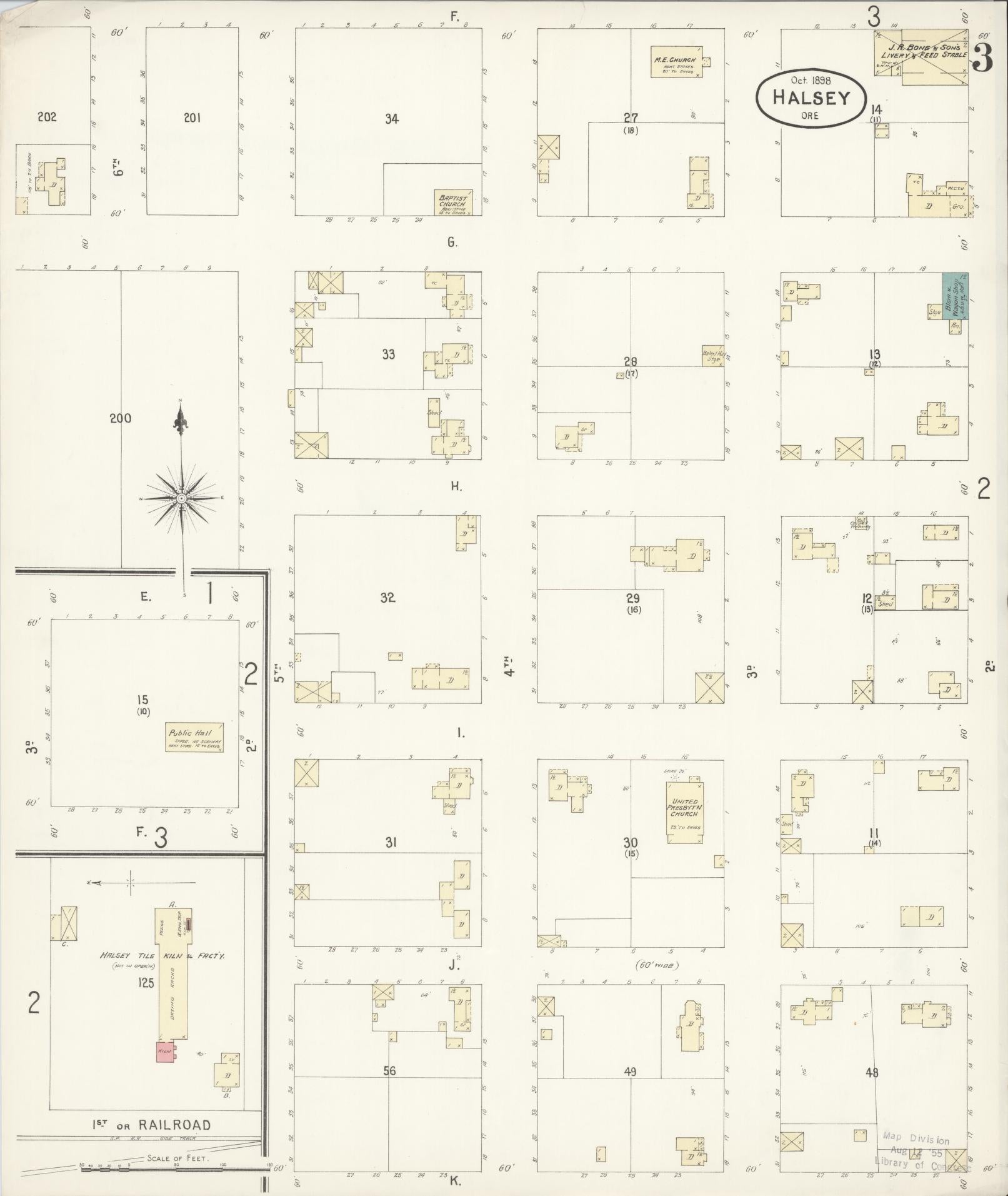 Sanborn Fire Insurance Map from Halsey, Linn County, Oregon (1899), Sheet #0003 - Complete Map Set gallery image, historic Sanborn map, vintage wall art, Oregon Oregon