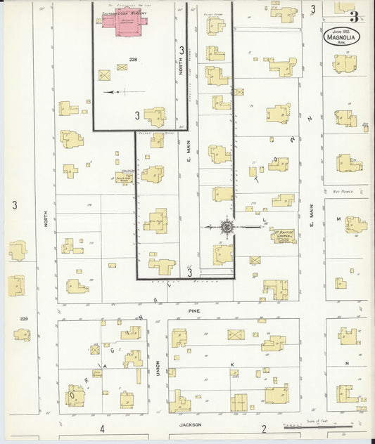 Sanborn Fire Insurance Map from Magnolia, Columbia County, Arkansas (1912), Sheet #0003 - Historic Sanborn Fire Insurance Map Print, vintage old map wall art, antique decor, genealogy gift, Arkansas Arkansas map
