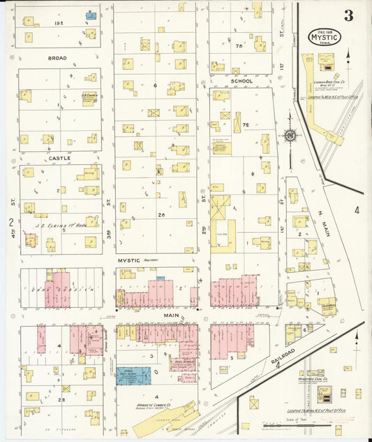 Sanborn Fire Insurance Map from Mystic, Appanoose County, Iowa (1916), Sheet #0003 - Historic Sanborn Fire Insurance Map Print, vintage old map wall art