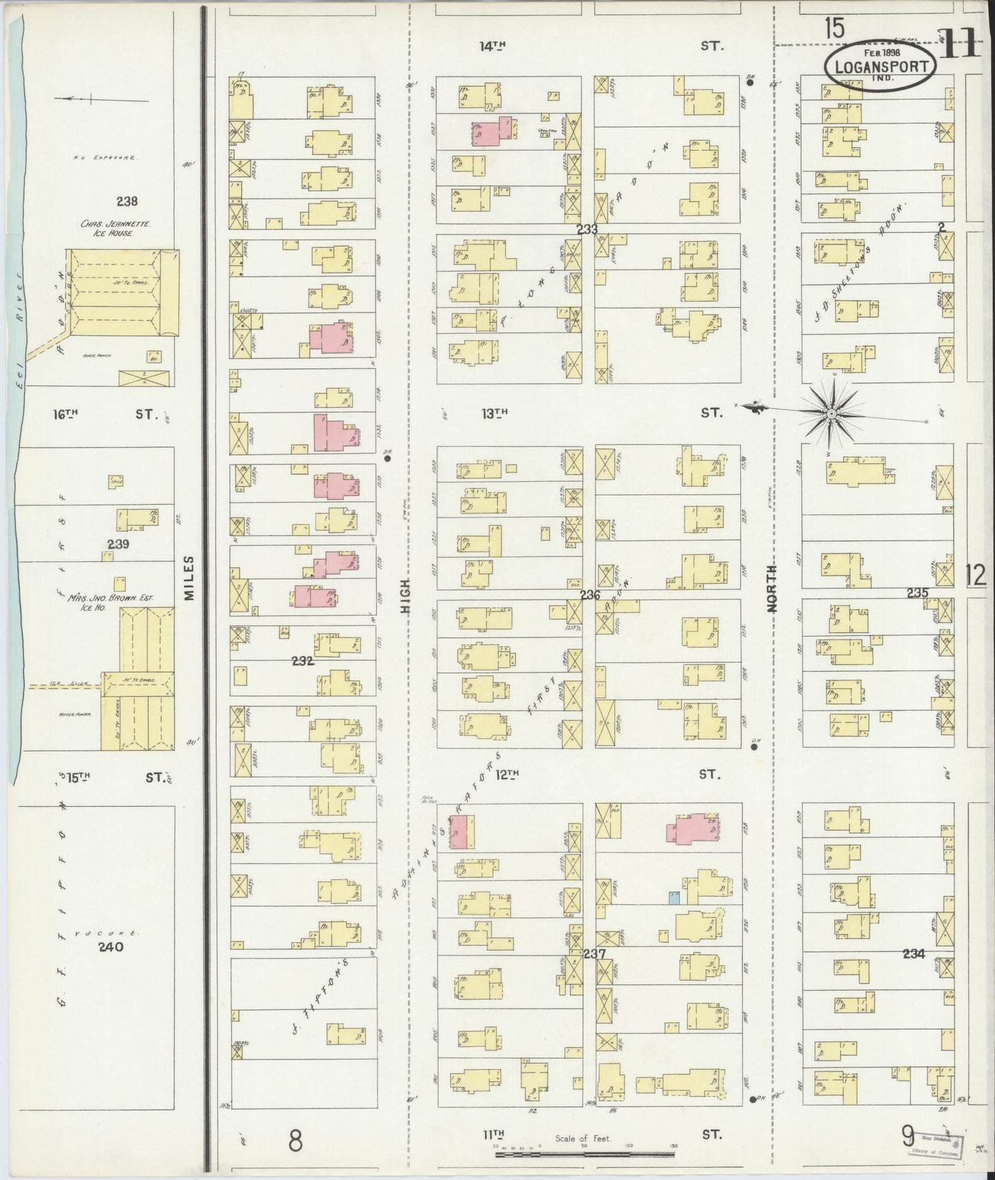 Sanborn Fire Insurance Map from Logansport, Cass County, Indiana (1898), Sheet #0011 - Complete Map Set gallery image, historic Sanborn map, vintage wall art, Indiana Indiana