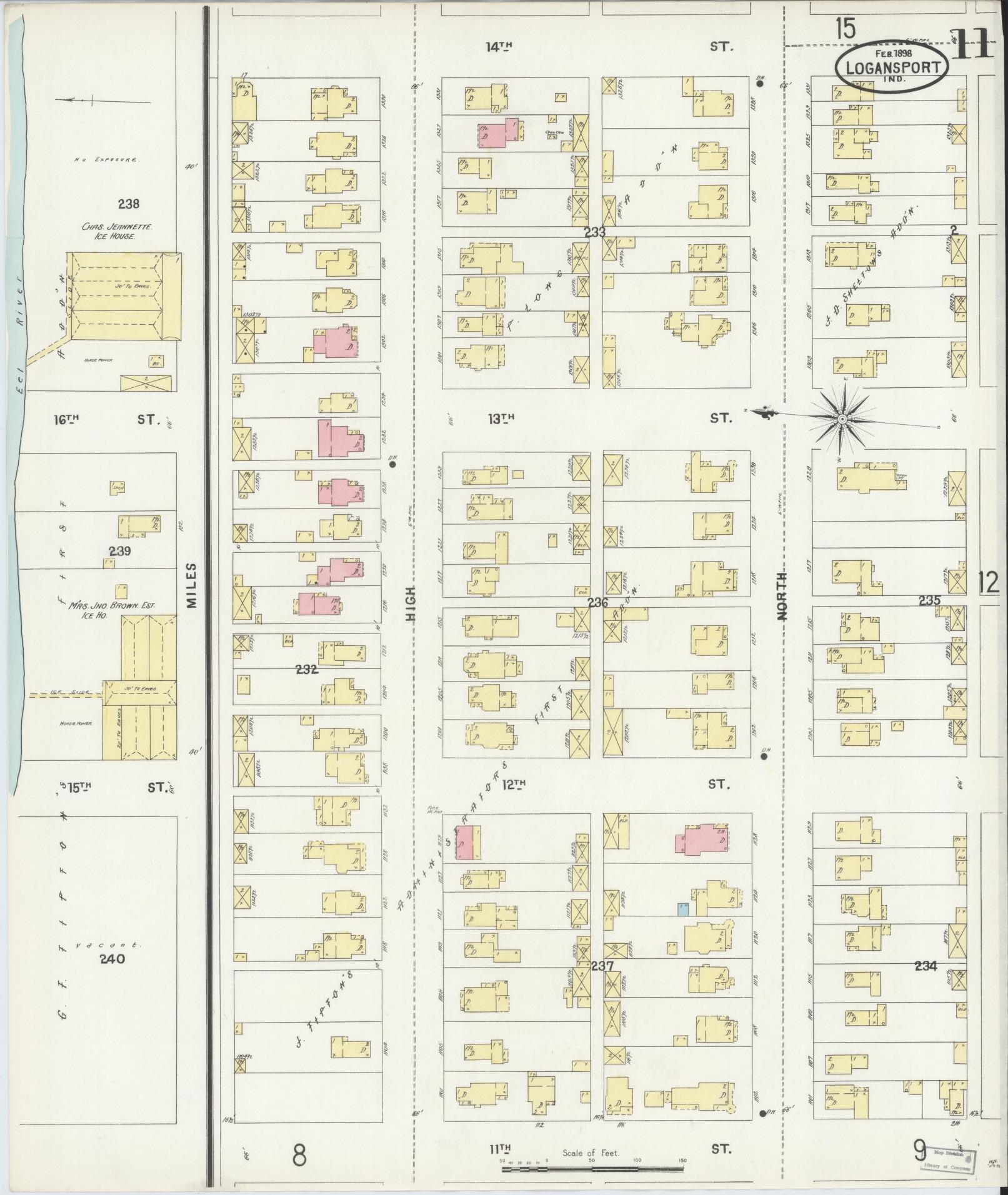 Sanborn Fire Insurance Map from Logansport, Cass County, Indiana (1898), Sheet #0011 - Complete Map Set gallery image, historic Sanborn map, vintage wall art, Indiana Indiana