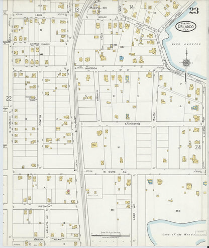 Sanborn Fire Insurance Map from Orlando, Orange County, Florida (1919), Sheet #0023 - Complete Map Set gallery image, historic Sanborn map, vintage wall art, Florida Florida