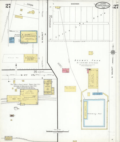 Sanborn Fire Insurance Map from Coffeyville, Montgomery County, Kansas (1923), Sheet #0027 - Complete Map Set gallery image, historic Sanborn map, vintage wall art, Kansas Kansas