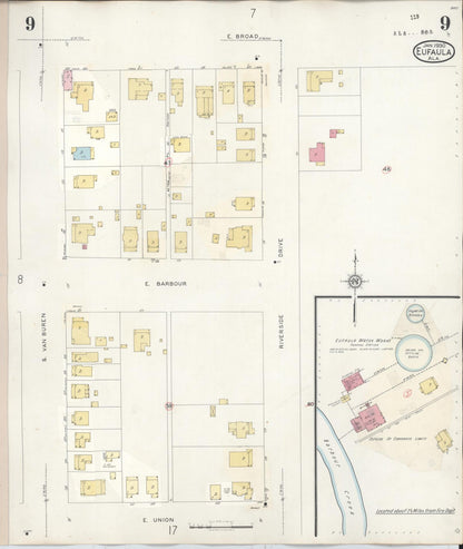 Sanborn Fire Insurance Map from Eufaula, Barbour County, Alabama (1950), Sheet #0009 - Complete Map Set gallery image, historic Sanborn map, vintage wall art, Alabama Alabama