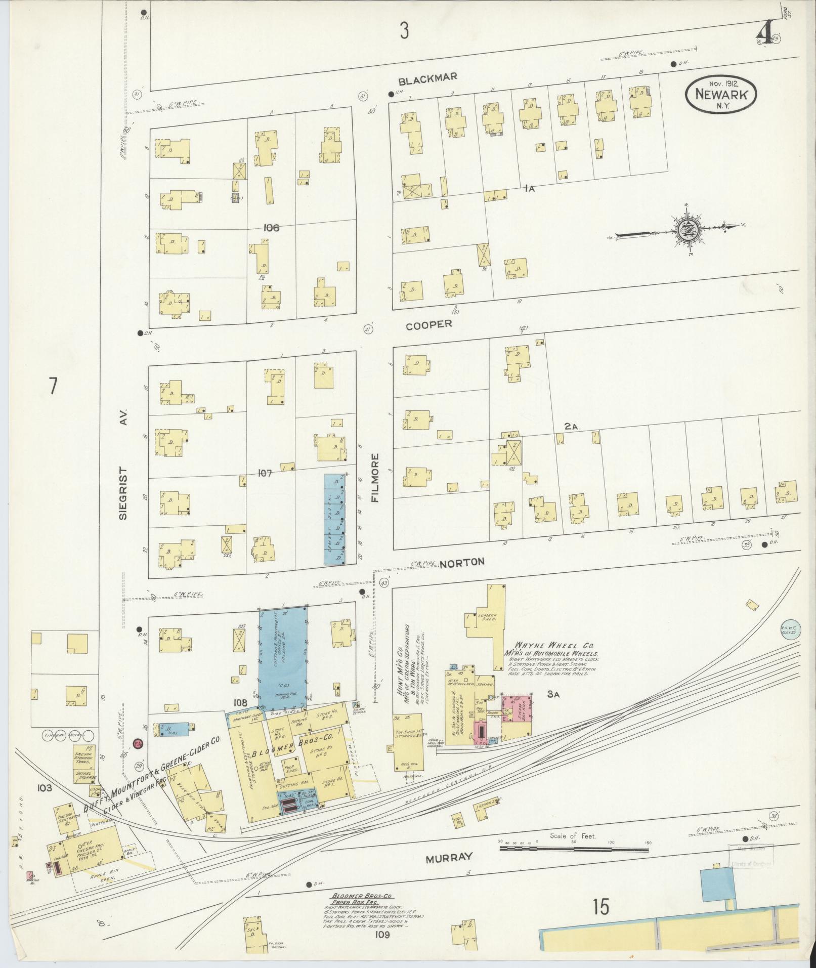Sanborn Fire Insurance Map from Newark, Wayne County, New York (1912), Sheet #0004 - Complete Map Set gallery image, historic Sanborn map, vintage wall art, New York New York
