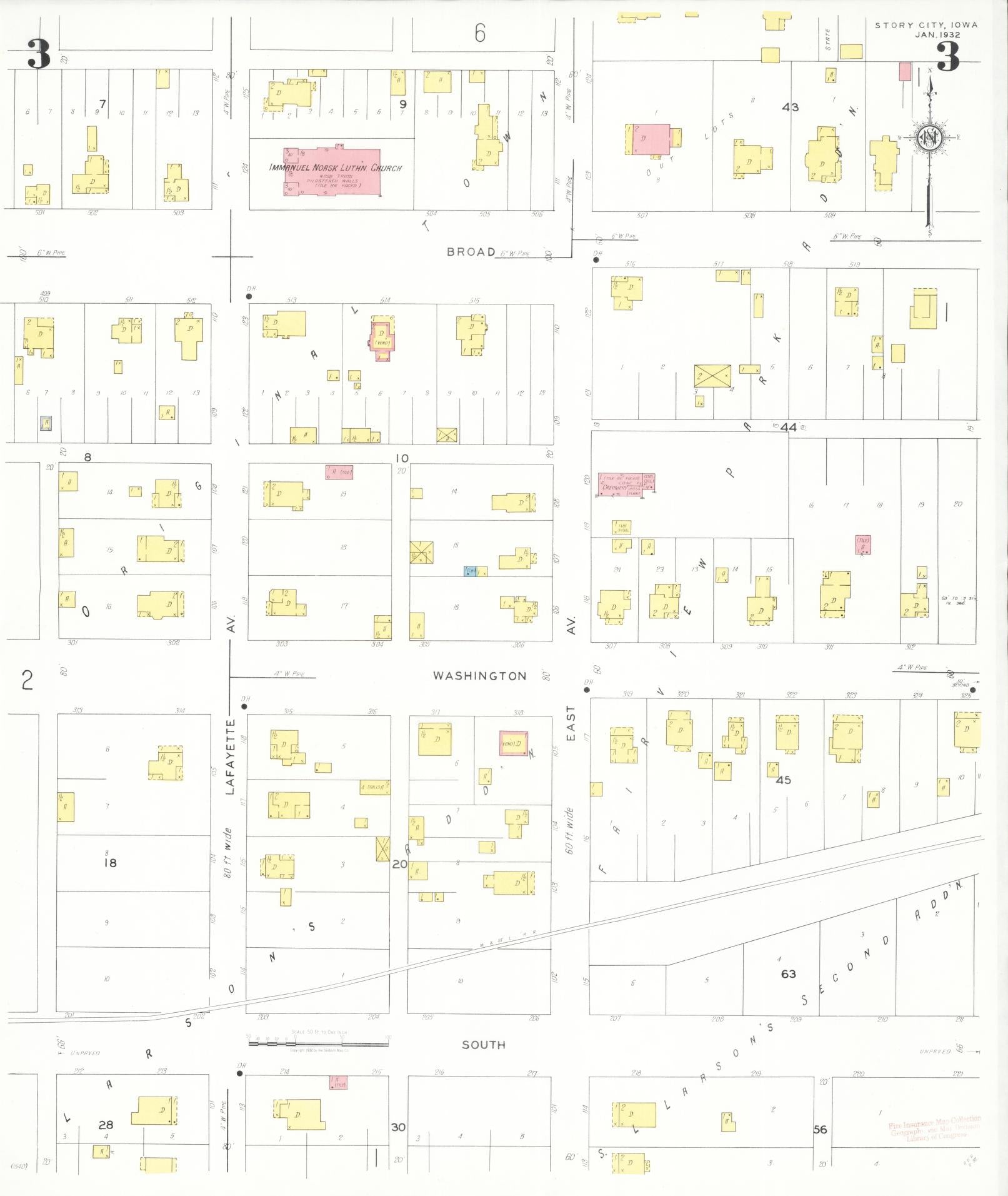 Sanborn Fire Insurance Map from Story City, Story County, Iowa (1932), Sheet #0003 - Historic Sanborn Fire Insurance Map Print