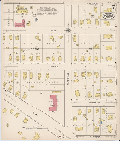 Sanborn Fire Insurance Map from Dowagiac, Cass County, Michigan (1922), Sheet #0007 - Complete Map Set gallery image, historic Sanborn map, vintage wall art, Michigan Michigan