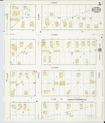 Sanborn Fire Insurance Map from Gaylord, Otsego County, Michigan (1916), Sheet #0005 - Complete Map Set gallery image, historic Sanborn map, vintage wall art, Michigan Michigan