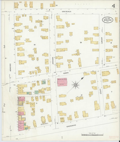 Sanborn Fire Insurance Map from Greene, Chenango County, New York (1908), Sheet #0004 - Historic Sanborn Fire Insurance Map Print, vintage old map wall art, antique decor, genealogy gift, New York New York map