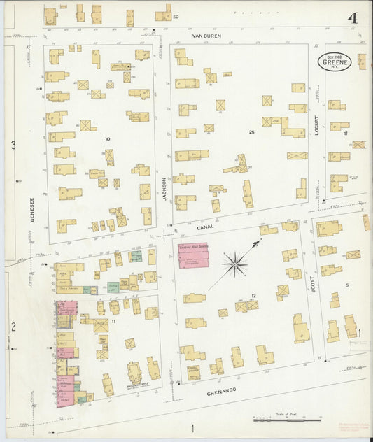 Sanborn Fire Insurance Map from Greene, Chenango County, New York (1908), Sheet #0004 - Historic Sanborn Fire Insurance Map Print, vintage old map wall art, antique decor, genealogy gift, New York New York map