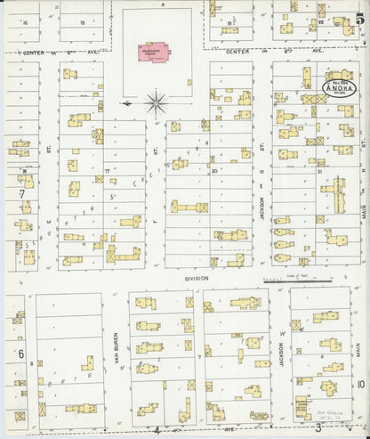 Sanborn Fire Insurance Map from Anoka, Anoka County, Minnesota (1904), Sheet #0005 - Historic Sanborn Fire Insurance Map Print, vintage old map wall art, antique decor, genealogy gift, Minnesota Minnesota map