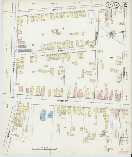 Sanborn Fire Insurance Map from Salem, Salem County, New Jersey (1891), Sheet #0002 - Historic Sanborn Fire Insurance Map Print, vintage old map wall art, antique decor, genealogy gift, New Jersey New Jersey map