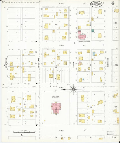 Sanborn Fire Insurance Map from Humboldt, Allen County, Kansas (1906), Sheet #0006 - Complete Map Set gallery image, historic Sanborn map, vintage wall art, Kansas Kansas