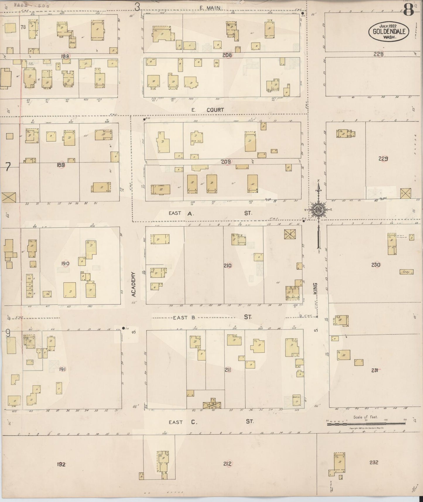 Sanborn Fire Insurance Map from Goldendale, Klickitat County, Washington (1941), Sheet #0008 - Complete Map Set gallery image, historic Sanborn map, vintage wall art, Washington Washington