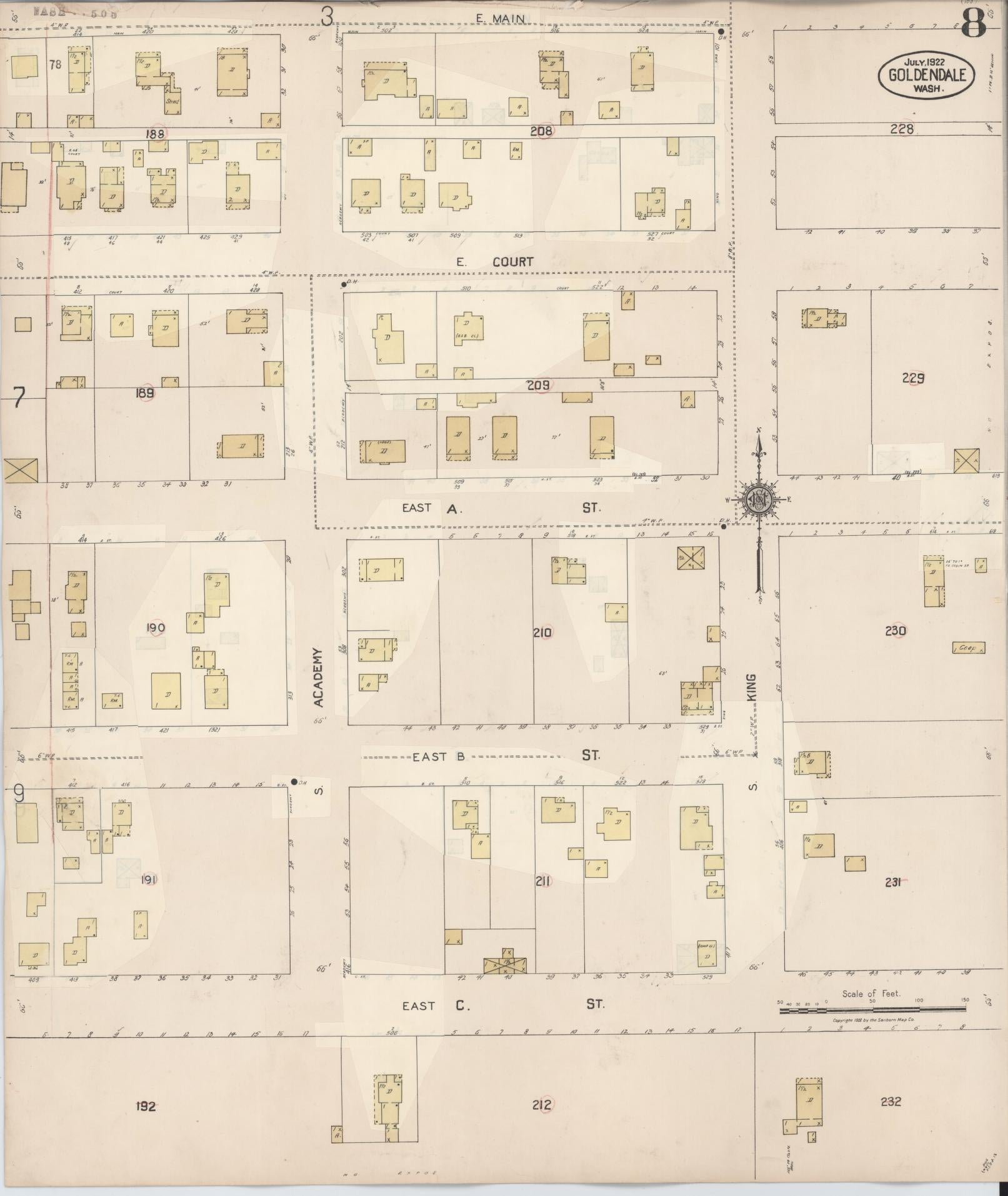 Sanborn Fire Insurance Map from Goldendale, Klickitat County, Washington (1941), Sheet #0008 - Complete Map Set gallery image, historic Sanborn map, vintage wall art, Washington Washington