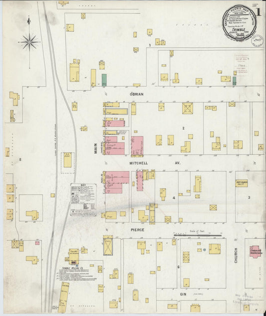 Sanborn Fire Insurance Map from Trimble, Dyer County, Tennessee (1899), Sheet #0001 - Historic Sanborn Fire Insurance Map Print, vintage old map wall art, antique decor, genealogy gift, Tennessee Tennessee map
