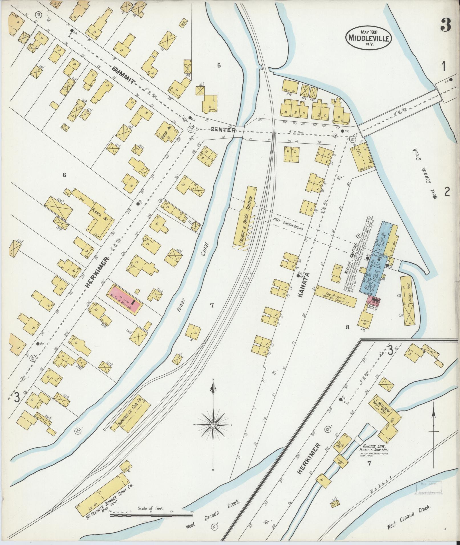 Sanborn Fire Insurance Map from Middleville, Herkimer County, New York (1901), Sheet #0003 - Complete Map Set gallery image, historic Sanborn map, vintage wall art, New York New York