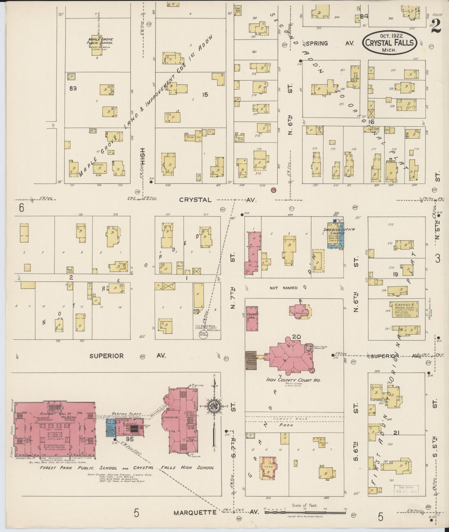 Sanborn Fire Insurance Map from Crystal Falls, Iron County, Michigan (1922), Sheet #0002 - Complete Map Set gallery image, historic Sanborn map, vintage wall art, Michigan Michigan