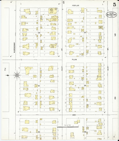 Sanborn Fire Insurance Map from Newton, Harvey County, Kansas (1901), Sheet #0005 - Complete Map Set gallery image, historic Sanborn map, vintage wall art, Kansas Kansas