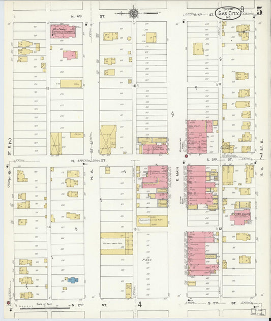 Sanborn Fire Insurance Map from Gas City, Grant County, Indiana (1911), Sheet #0005 - Historic Sanborn Fire Insurance Map Print, vintage old map wall art, antique decor, genealogy gift, Indiana Indiana map