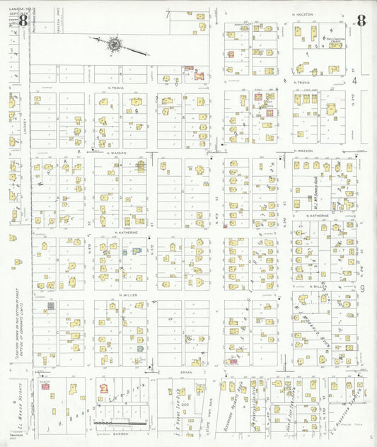 Sanborn Fire Insurance Map from Lamesa, Dawson County, Texas (1939), Sheet #0008 - Historic Sanborn Fire Insurance Map Print, vintage old map wall art, antique decor, genealogy gift, Texas Texas map