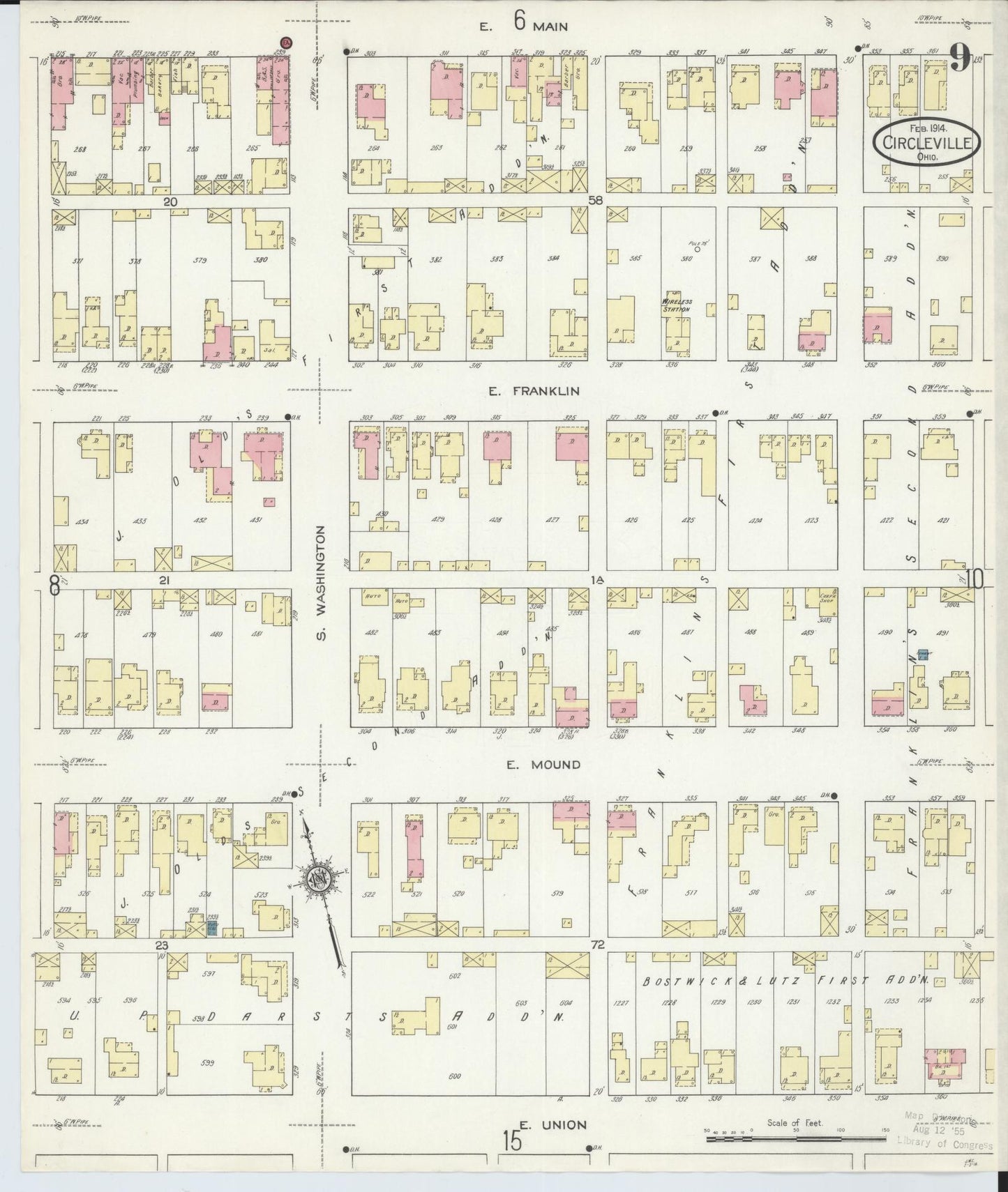 Sanborn Fire Insurance Map from Circleville, Pickaway County, Ohio (1914), Sheet #0009 - Historic Sanborn Fire Insurance Map Print, vintage old map wall art, antique decor, genealogy gift, Ohio Ohio map