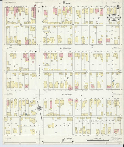 Sanborn Fire Insurance Map from Circleville, Pickaway County, Ohio (1914), Sheet #0009 - Historic Sanborn Fire Insurance Map Print, vintage old map wall art, antique decor, genealogy gift, Ohio Ohio map