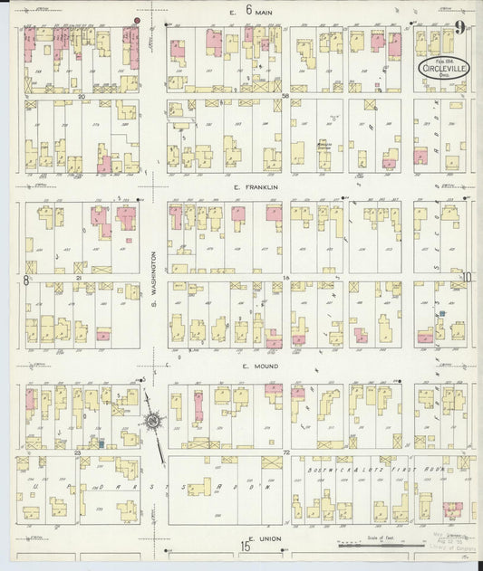 Sanborn Fire Insurance Map from Circleville, Pickaway County, Ohio (1914), Sheet #0009 - Historic Sanborn Fire Insurance Map Print, vintage old map wall art, antique decor, genealogy gift, Ohio Ohio map