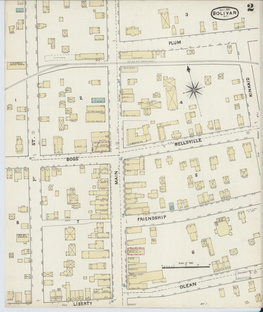Sanborn Fire Insurance Map from Bolivar, Allegany County, New York (1891), Sheet #0002 - Historic Sanborn Fire Insurance Map Print, vintage old map wall art, antique decor, genealogy gift, New York New York map