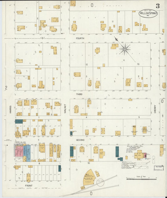 Sanborn Fire Insurance Map from Willow Springs, Howell County, Missouri (1906), Sheet #0003 - Historic Sanborn Fire Insurance Map Print, vintage old map wall art, antique decor, genealogy gift, Missouri Missouri map